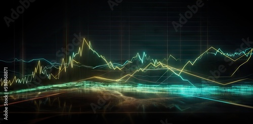 Abstract Business chart with uptrend line graph, bull trend, Generative AI