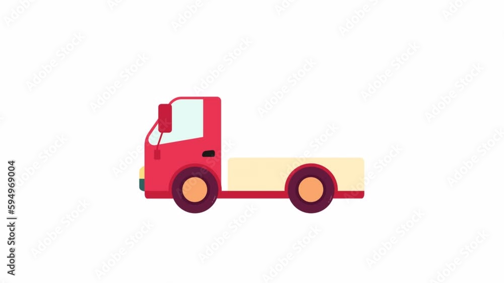Animated van with open back. Flat cartoon style icon 4K video footage for web design. Delivery truck with trunk isolated colorful object animation on white background with alpha channel transparency Animated van with open back. Flat cartoon style icon 4K video footage for web design. Delivery truck with trunk isolated colorful object animation on white background with alpha channel transparency