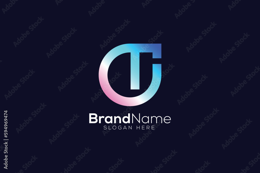 Colorful letter T trading abstract logo design template