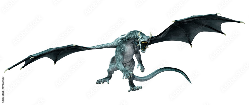Fototapeta premium 3D Rendering Fairy Tale Dragon on White