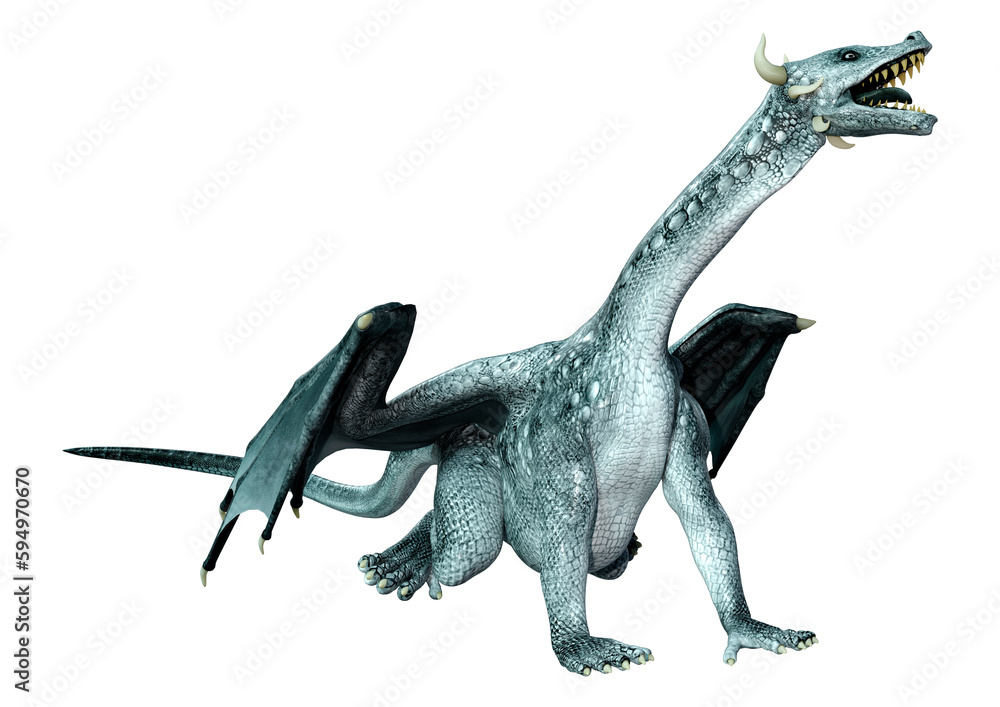 Fototapeta premium 3D Rendering Fairy Tale Dragon on White
