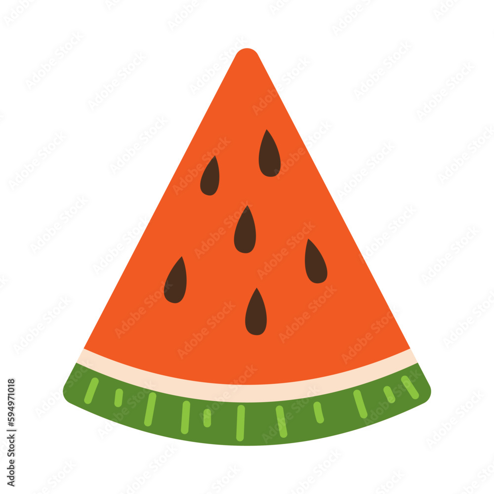 Vector watermelon piece in flat design. Sweet summer fruit or berry. Red and green watermelon. Vector watermelon piece in flat design. Sweet summer fruit or berry. Red and green watermelon.