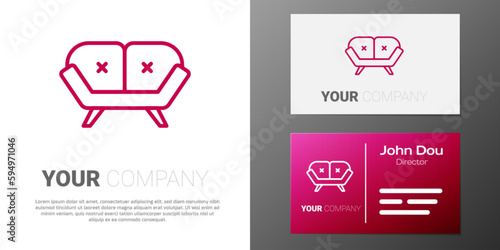 Logotype line Sofa icon isolated on white background. Logo design template element. Vector
