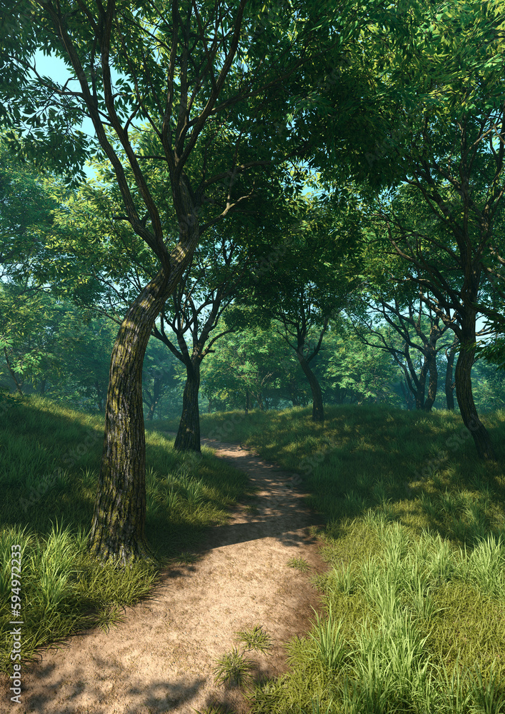 Obraz premium 3D Rendering Path through Summer Forest