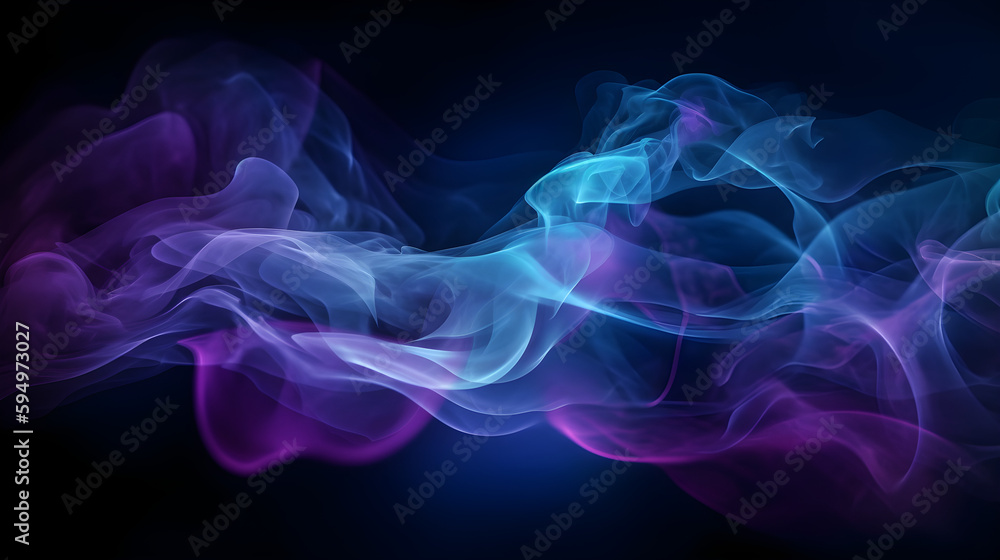 Blue and purple glowing fog cloud wave abstract art background