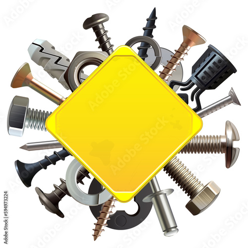 Vector Yellow Metal Board with Fasteners