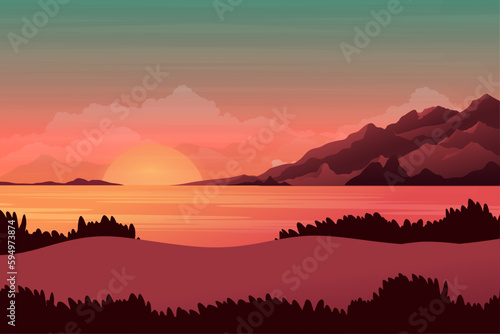 Gradient summer landscape background illustration