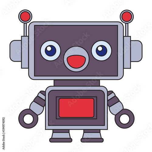 robot, android in doodle style isolated