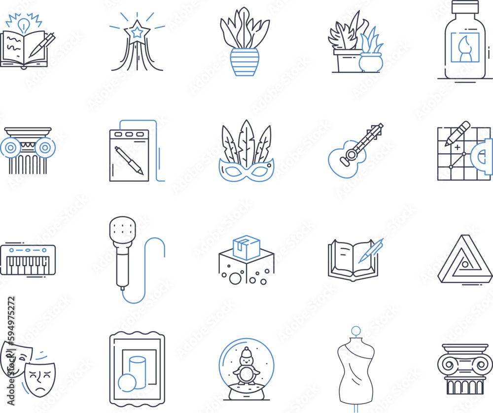 Intuitive designers line icons collection. Insightful, Innovative, Creative, Empathetic, Intentional, Revolutionary, Visionary vector and linear illustration. Resourceful,Collaborative,Imaginative