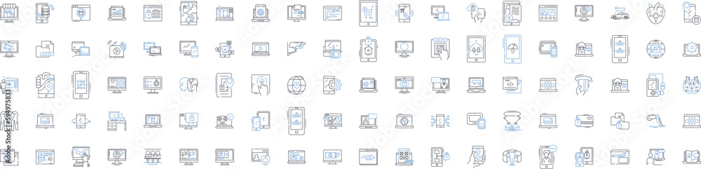 World Wide Web line icons collection. Internet, Websites, Cyberculture, Digital, Browsers, Surfing, Connection vector and linear illustration. E-commerce,Searching,Online outline signs set