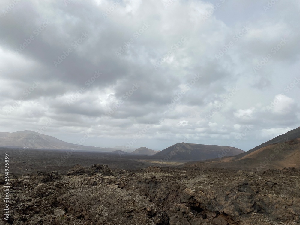 Volcanic landscape in the Timanfaya National Park on Lanzarote