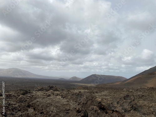 Volcanic landscape in the Timanfaya National Park on Lanzarote
