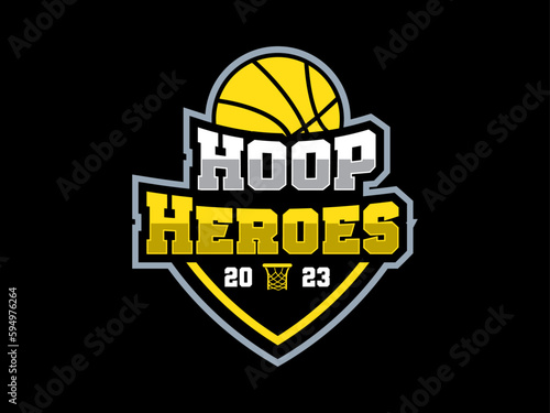modern attractive professional basketball team logo vector, emblem with editable text, sports logo design	

