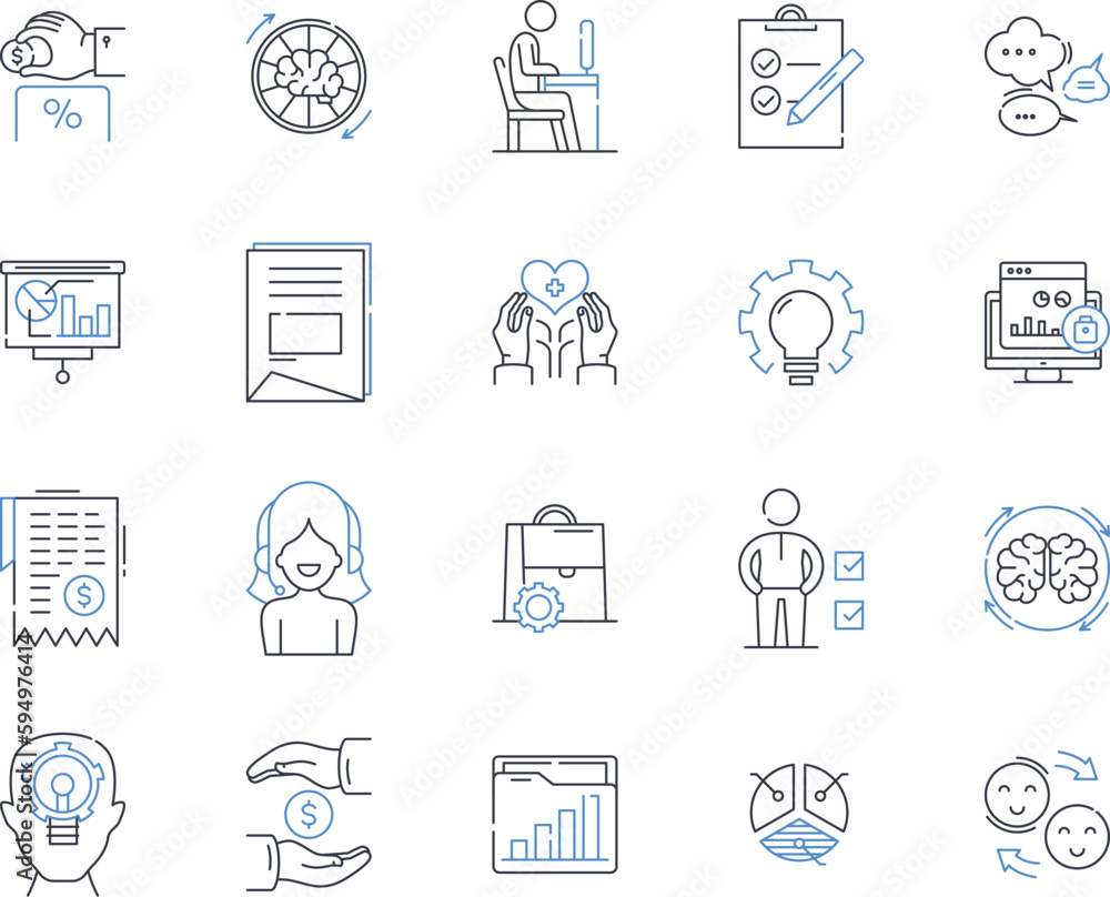 Cash Flow Management line icons collection. Budgeting, Forecasting, Liquidity, Debts, Receivables, Payables, Cash inflow vector and linear illustration. Cash outflow,Overhead,Investments outline signs