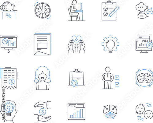 Cash Flow Management line icons collection. Budgeting, Forecasting, Liquidity, Debts, Receivables, Payables, Cash inflow vector and linear illustration. Cash outflow,Overhead,Investments outline signs