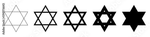 Star of David icon. Judaism sign. Six pointed star. Vector isolated on white background.
