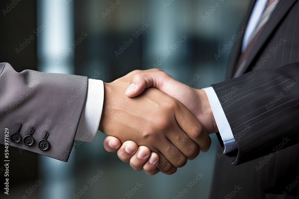 Business handshake and business people, generative ai Business handshake and business people, generative ai