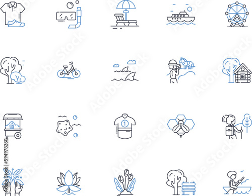 Sweltering days line icons collection. Heatwave, Scorching, Sweat, Humidity, Sunburn, Parched, Melting vector and linear illustration. Thirsty,Sizzling,Blistering outline signs set