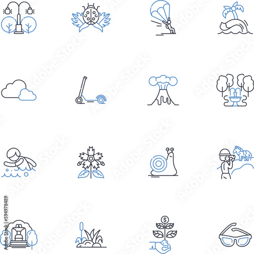 Thermal regulation line icons collection. Thermoregulation, Homeostasis, Sweat, Shivering, Vasodilation, Vasoconstriction, Evaporation vector and linear illustration. Conduction,Radiation photo