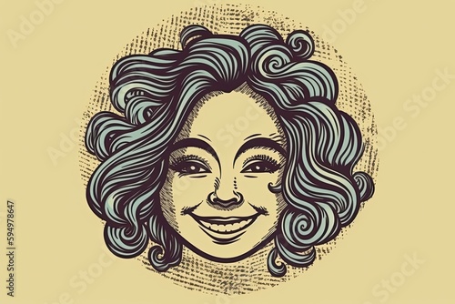portrait of a woman with curly hair. Generative AI