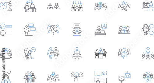 Correspondence line icons collection. Letters, Communication, Email, Postcards, Mail, Penpals, Statiry vector and linear illustration. Envelopes,Messages,Handwritten outline signs set