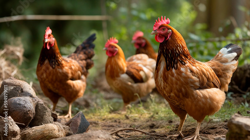 species-appropriate keeping of chickens in the countryside. Generative AI