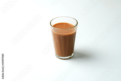 Karak Milk Chai famous indian tea on white background                      