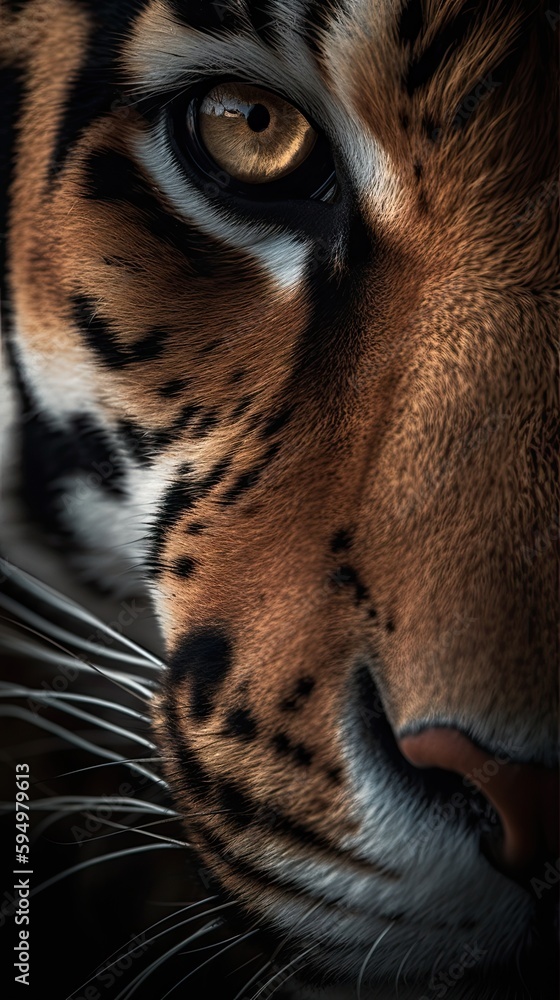 close up portrait of a tiger, generative ai