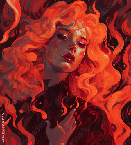 Vampiress with Fiery Red Hair, Beauty