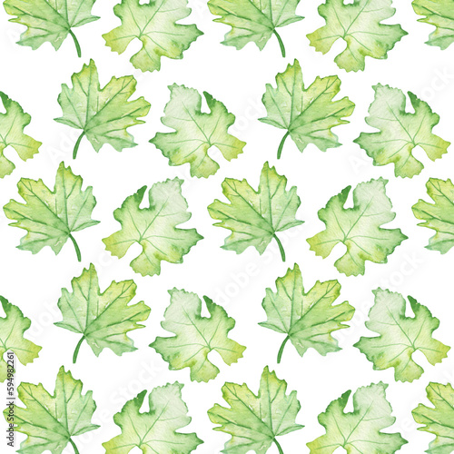 Pattern of watercolor green leaves elements.Botanical pattern solated on white background suitable for Wedding Invitation, save the date, thank you, or greeting card. © Makarova Art