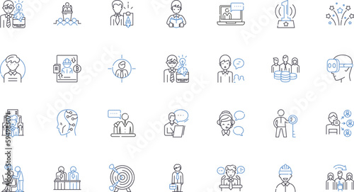 Profession and regulation line icons collection. License, Ethical, Compliance, Standards, Accreditation, Certification, Accountability vector and linear illustration. Code,Governance,Regulation