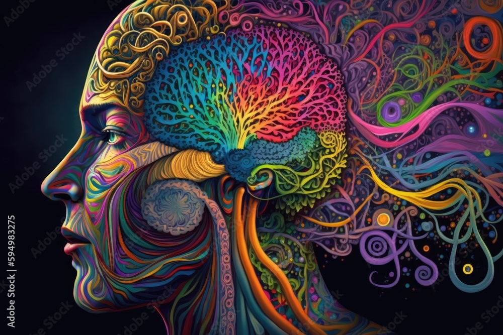 Fototapeta premium art with human head burst with colors