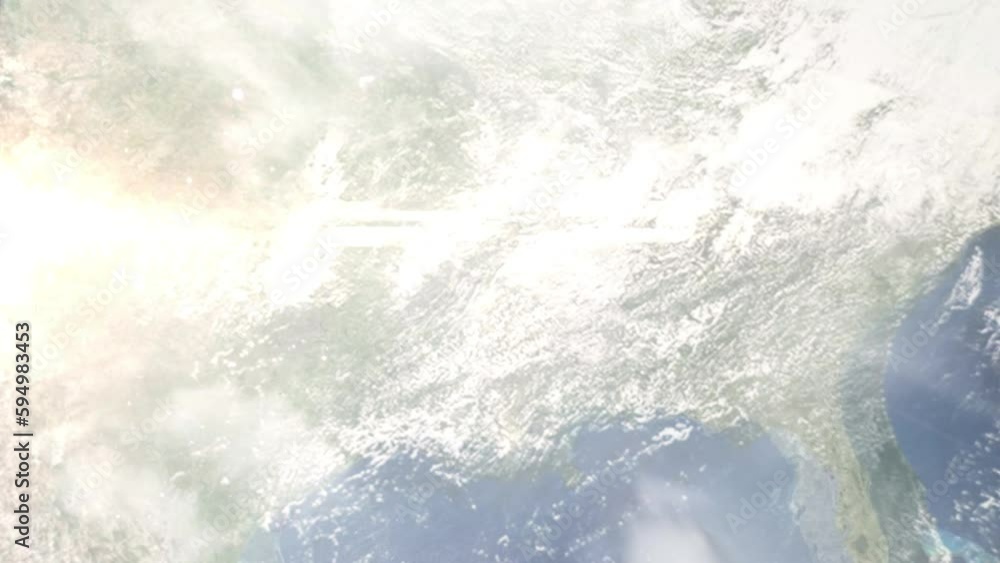 Earth zoom in from outer space to city. Zooming on Greenville, Mississippi, USA. The animation continues by zoom out through clouds and atmosphere into space. Images from NASA Earth zoom in from outer space to city. Zooming on Greenville, Mississippi, USA. The animation continues by zoom out through clouds and atmosphere into space. Images from NASA
