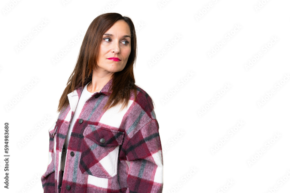 Middle age woman over isolated chroma key background . Portrait Middle age woman over isolated chroma key background . Portrait