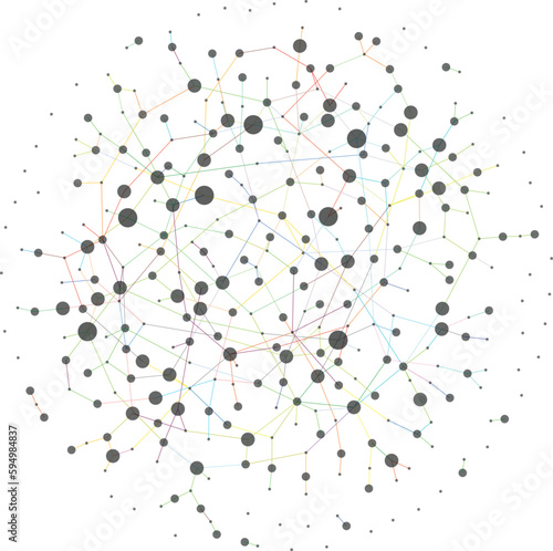 Abstract polygonal communication network, technology wireframe, connected lines and dots, globe model background 