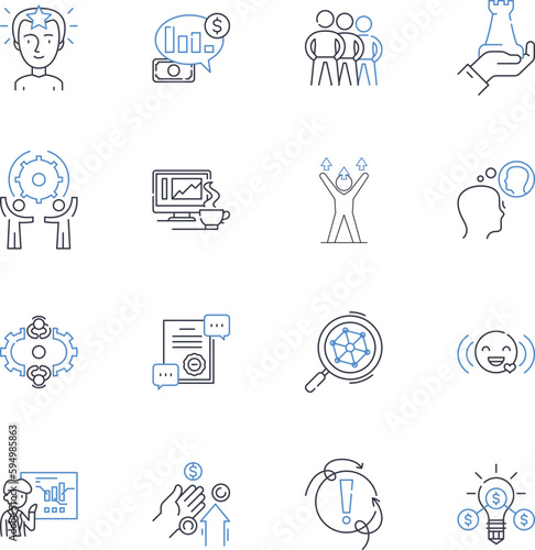 Office expansion line icons collection. Expansion, Horizon, Growth, Progression, Development, Advancement, Escalation vector and linear illustration. Extension,Amplification,Upscaling outline signs