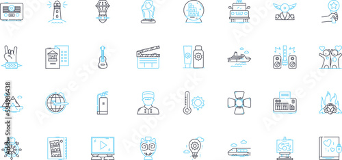Sensory stimulation linear icons set. Tactile, Aroma, Flavor, Touch, Visual, Auditory, Gustatory line vector and concept signs. Texture,Sound,Temperature outline illustrations