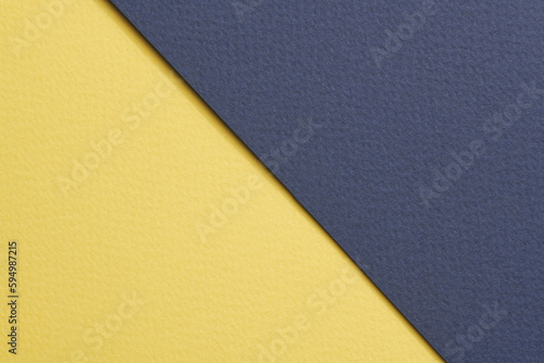 Rough kraft paper background  paper texture blue yellow colors. Mockup with copy space for text