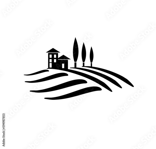 vineyard vector illustration rural landscape	