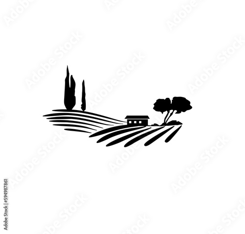 vineyard vector illustration rural landscape	