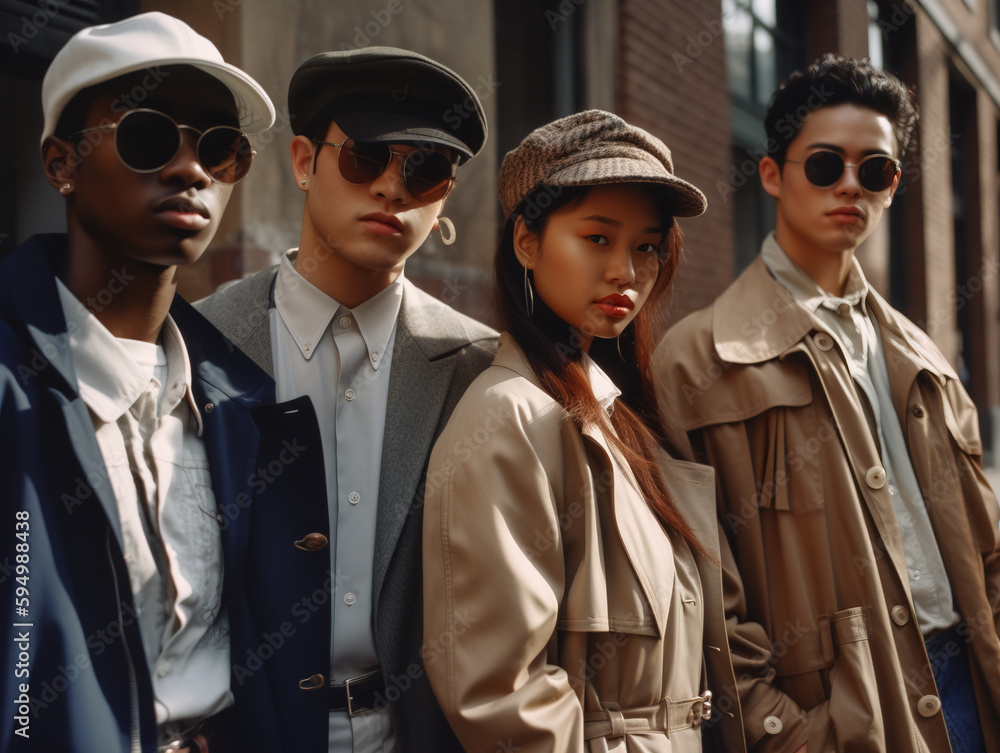 Youth in the streets fashion shot, Generative AI illustration Youth in the streets fashion shot, Generative AI illustration