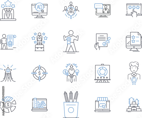 Product development line icons collection. Ideation, Research, Prototyping, Innovation, Design, Iteration, Testing vector and linear illustration. Development,Implementation,Brainstorming outline