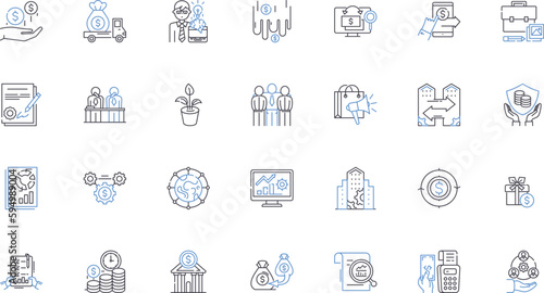 financial stewardship line icons collection. Budgeting, Investing, Frugality, Savings, Planning, Prosperity, Wealth vector and linear illustration. Responsibility,Accounting,Management outline signs