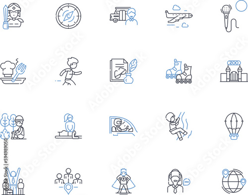 Ski vacation line icons collection. Powder, Mountains, Winter, Slopes, Adventure, Resort, Snowboarding vector and linear illustration. Lodge,Family,Alpenglow outline signs set