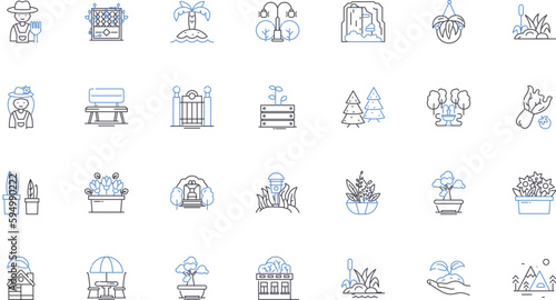 Topiary & Pruned line icons collection. Shapely, Groomed, Manicured, Sculpted, Trimmed, Neat, Precise vector and linear illustration. Elegant,Refined,Artistic outline signs set