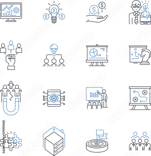 Supply management line icons collection. Logistics, Procurement, Inventory, Materials, Warehouse, Purchasing, Distribution vector and linear illustration. Sourcing,Stock,Operations outline signs set
