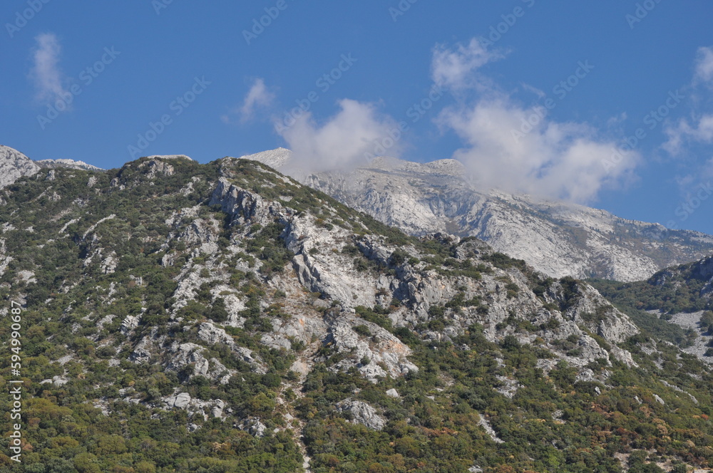The mountains and sea on Mount Athos
