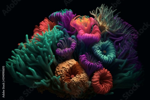 coral reef with anemone in a tropical deep sea  created with generative ai