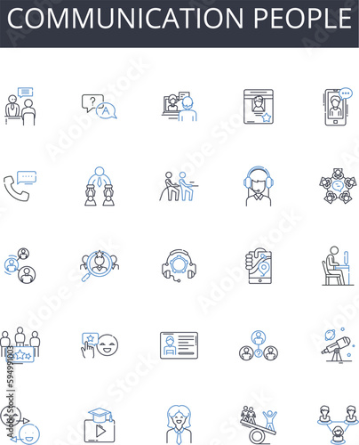 Communication people line icons collection. Correspondence, Conversation, Interaction, Dialogue, Exchange, Discourse, Collaboration vector and linear illustration. Nerking,Contact,Verbalization