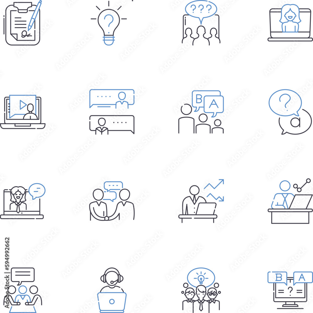 Investigating and remarks line icons collection. research, exploration, analysis, evaluation, scrutiny, observation, inspection vector and linear illustration. examination,study,diagnosis outline